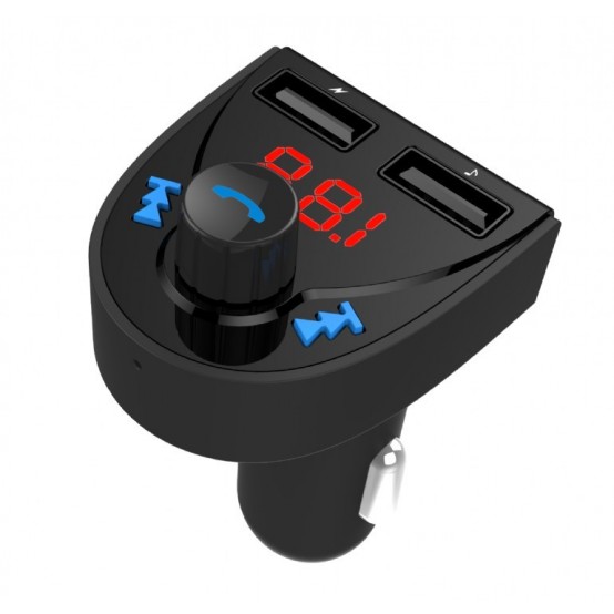 Modulator FM Gembird 3-in-1 Bluetooth carkit with FM-radio transmitter and USB 3.1 A charger, black BTT-03