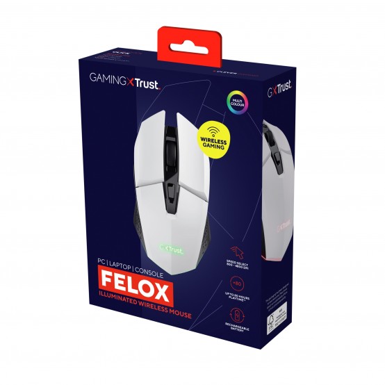 Mouse Trust GXT 110W Felox Wireless Gaming Mouse - white 25069