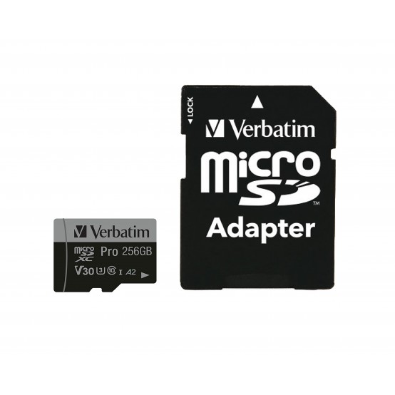 Card memorie Verbatim Pro U3 256GB Micro SDXC Card 47045