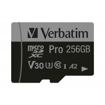 Card memorie Verbatim Pro U3 256GB Micro SDXC Card 47045
