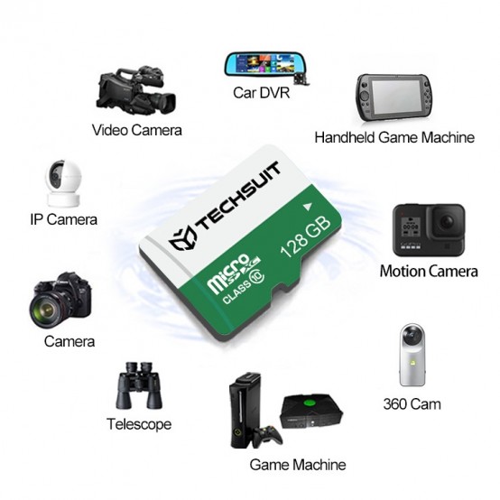Card memorie Techsuit Memory Card - High Speed, SDXC, 128GB, Class 10, with Adapter - Black