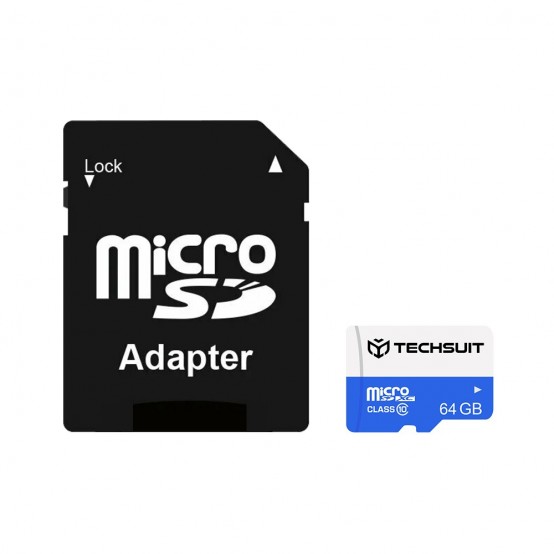 Card memorie Techsuit Memory Card - High Speed, SDXC, 64GB, Class 10, with Adapter - Black
