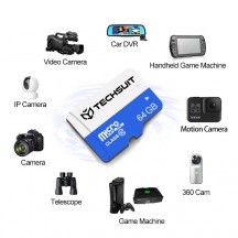 Card memorie Techsuit Memory Card - High Speed, SDXC, 64GB, Class 10, with Adapter - Black