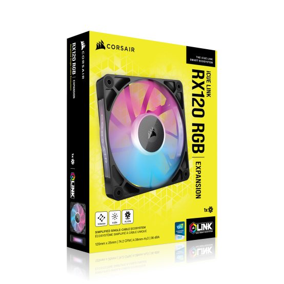 Ventilator Corsair iCUE LINK RX120 RGB 120mm PWM Single Fan Expansion CO-9051017-WW