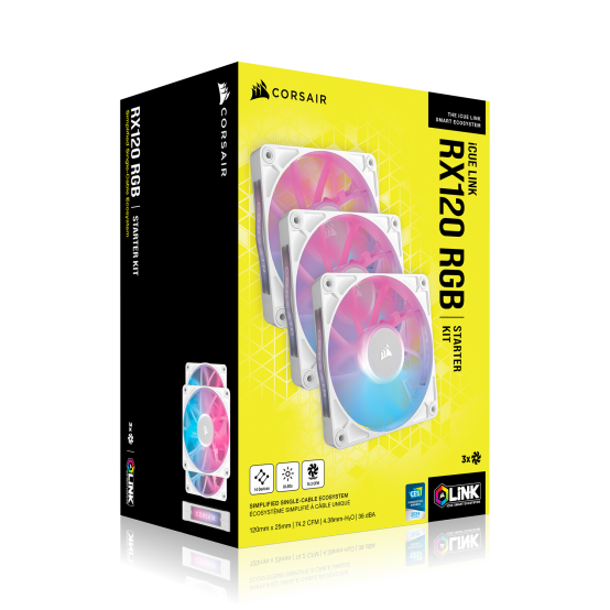 Ventilator Corsair iCUE LINK RX120 RGB 120mm PWM Fan Triple Starter Kit CO-9051022-WW