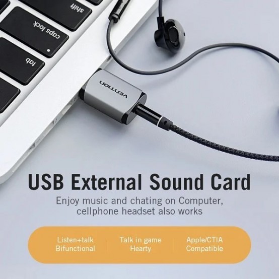Placa de sunet Vention USB External Sound Card Gray Metal Type CDNH0