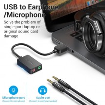 Placa de sunet Vention 2-port USB External Sound Card 0.15M Black CDYB0