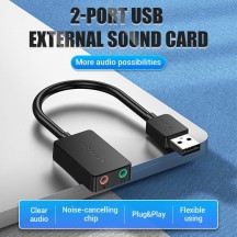 Placa de sunet Vention 2-port USB External Sound Card 0.15M Black CDYB0