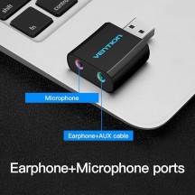 Placa de sunet Vention USB External Sound Card Black Metal Type VAB-S17-B
