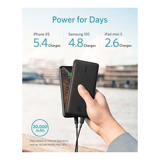 Acumulator Anker Power Bank PowerCore III  - Type-C, 2 x USB, 20000mAh - Black A1365G11