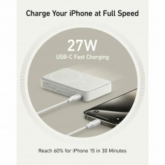 Acumulator Anker Power Bank MagGo  - for iPhone, Digital Display, Wireless Charging, Kickstand, 10000mAh, 15W - White A1654G21 2