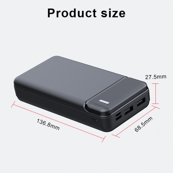 Acumulator Techsuit Power Bank  - Dual USB, LED Lights for Power State, 20000mAh - Black PB-N2