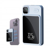 Acumulator Techsuit Wireless MagSafe Power Bank  - 2x Type-C, USB, ON/OFF Button, Digital Display, 22.5W, 10000mAh - Sky Blue P