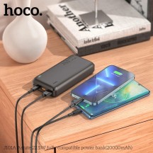 Acumulator Hoco Power Bank Astute  - with LED, 2 x USB, Type-C, 22.5W, 20000mAh - Black J101A