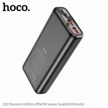 Acumulator Hoco Power Bank Discovery Edition  - 2xUSB, Type-C, Micro-USB, Digital Display, Fast Charge 65W, 3A, 20000mAh - Blac