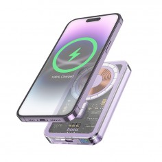 Acumulator Hoco Power Bank Ice Crystal  - Magnetic MagSafe Fast Wireless Charging for iPhone, PD20W, 5000mAh - Purple Q14