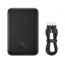 Acumulator Baseus Power Bank Magnetic Wireless Charging  - Type-C, 6000mAh, 20W with Cable USB-C to Type-C, 0.5m - Black PPCX05