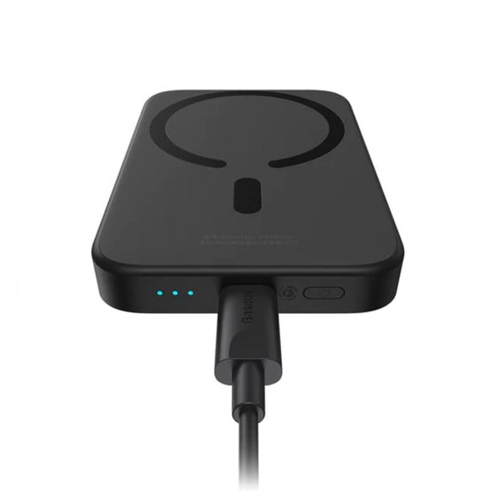 Acumulator Baseus Power Bank Magnetic Wireless Charging  - Type-C, 6000mAh, 20W with Cable USB-C to Type-C, 0.5m - Black PPCX05