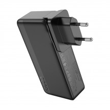 Acumulator Hoco Power Bank with US / EU Plug Friendly  - USB, Type-C, 22.5W, 10000mAh - Black Q16