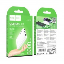 Acumulator Hoco Power Bank Journey  - 2x USB, Type-C, Micro-USB with LED for Battery Check, 5000mAh - White J115