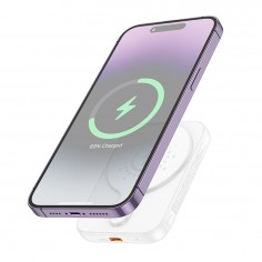 Acumulator Hoco Power Bank Esteem  - Magnetic MagSafe Fast Wireless Charging for iPhone, PD20W, QC3.0, 5000mAh - White J117