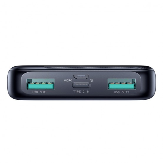 Acumulator JoyRoom Power Bank Dazzling Series  - 2x USB, Type-C, Micro-USB, with LED for Battery Check, 12W, 10000mAh - Black J