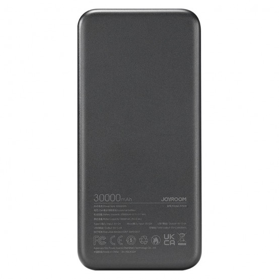 Acumulator JoyRoom Power Bank Dazzling Series  - 2x USB, Type-C, Micro-USB, with LED for Battery Check, 12W, 30000mAh - Black J