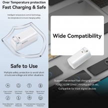 Acumulator USAMS Power Bank XMF Series  - GaN Fast Charging USB-C PD45W with Retractable Type-C Cable, 80cm - White US-CD216