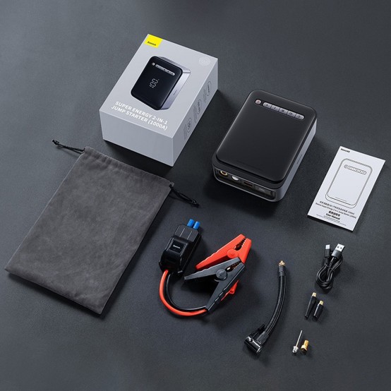 Acumulator Baseus Jump Starter/Inflation Pump Super Energy 2in1  - with Power Bank 8000mAh, 1000A/500A, 5-150PSI - Black CGCN00