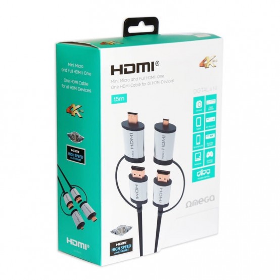 Cablu Omega CABLU HDMI - HDMI + ADAPTOR C / D V 1.4 1.5M OCHBA1G