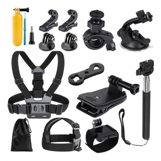 Suport Techsuit Accessory Kit Bundle 14in1  - for GoPro Action Camera - Black (bulk) CAL29