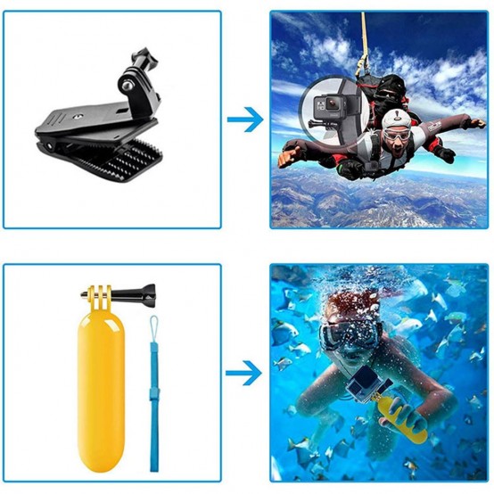 Suport Techsuit Accessory Kit Bundle 14in1  - for GoPro Action Camera - Black (bulk) CAL29