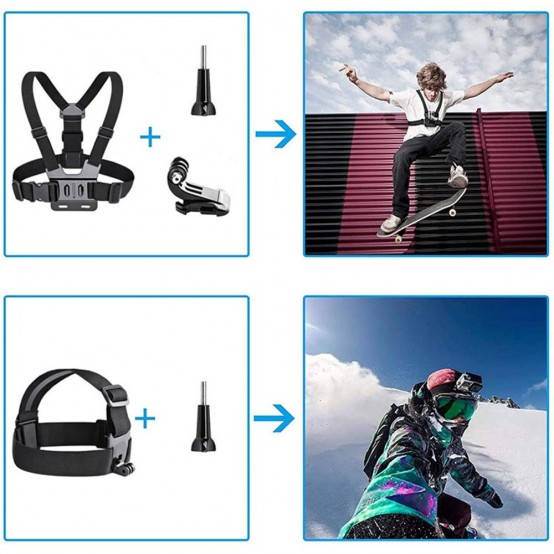 Suport Techsuit Accessory Kit Bundle 14in1  - for GoPro Action Camera - Black (bulk) CAL29