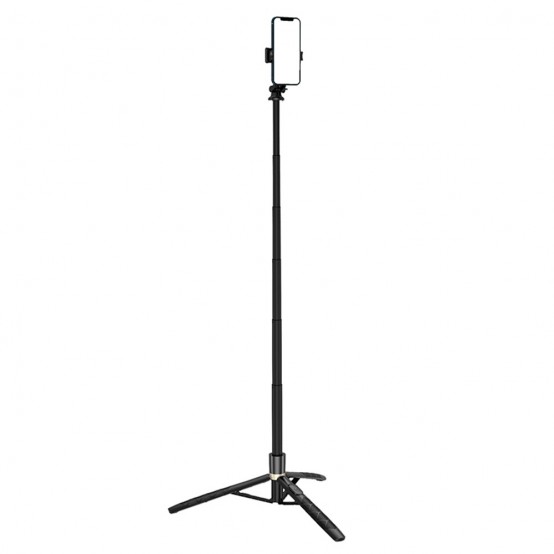 Suport Techsuit Selfie Stick  - Stable Tripod with 1/4 Screw Interface and Wireless Remote for GoPro, Phones, 156cm - Black Q16