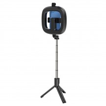 Suport Hoco Selfie Stick Showfull  - LED Ring, BT Remote Control, for Phones 4.7 - 6.5" and GoPro 1/4 Screw - Black LV03 Plus