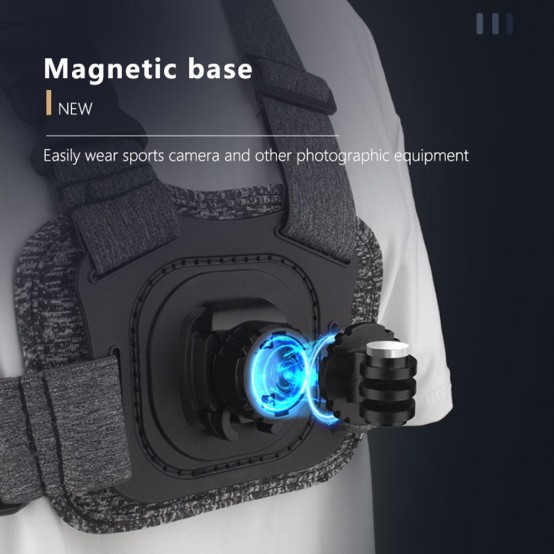 Suport Techsuit Camera Holder  - for GoPro with Magnetic Base, Chest Wear - Gray JX-002
