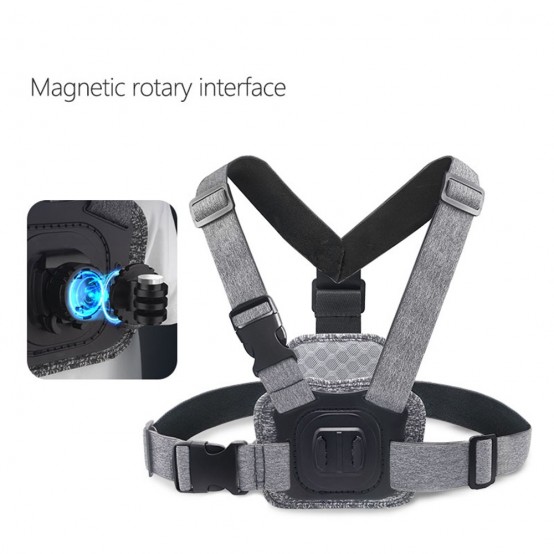 Suport Techsuit Camera Holder  - for GoPro with Magnetic Base, Chest Wear - Gray JX-002