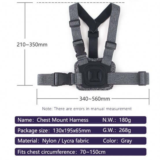 Suport Techsuit Camera Holder  - for GoPro with Magnetic Base, Chest Wear - Gray JX-002