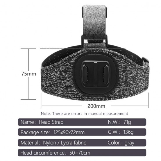 Suport Techsuit GoPro Holder  - Headband with Magnetic Base - Gray JX-003
