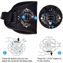 Suport Techsuit Glove  - for GoPro, Universal Action Camera, 360° - Black GL1