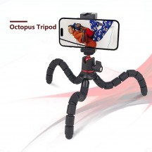 Suport Techsuit Octopus Tripod  - for Phone and GoPro Action Camera, Portable, Flexible - Black JX-004