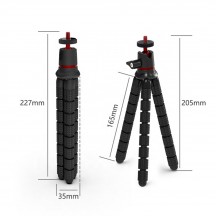 Suport Techsuit Octopus Tripod  - for Phone and GoPro Action Camera, Portable, Flexible - Black JX-004