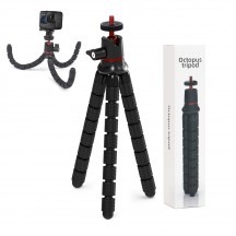 Suport Techsuit Octopus Tripod  - for Phone and GoPro Action Camera, Portable, Flexible - Black JX-004