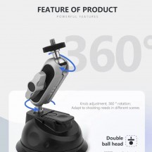 Suport Techsuit Motion Camera Sucker Mount  - for GoPro, with Powerful Suction Cup, Portable - Gray JX-007
