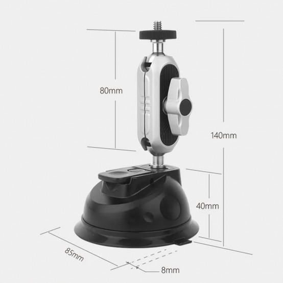 Suport Techsuit Motion Camera Sucker Mount  - for GoPro, with Powerful Suction Cup, Portable - Gray JX-007