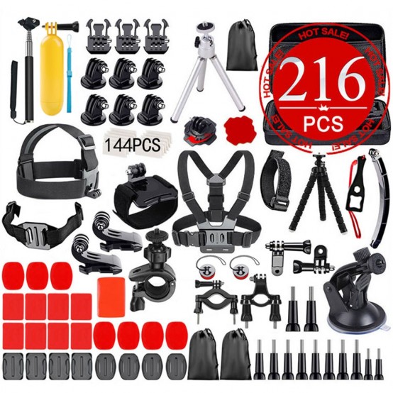 Suport Techsuit Accessory Kit Bundle 216in1  - for GoPro Action Camera, with Carrying Case - Black CAL38