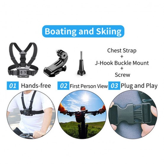 Suport Techsuit Accessory Kit Bundle 216in1  - for GoPro Action Camera, with Carrying Case - Black CAL38