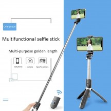 Suport Techsuit Selfie Stick  - Stable Tripod with Bluetooth Remote Control, GoPro Compatible, 360 Rotation, 100cm - Black L02
