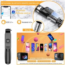 Suport Techsuit Selfie Stick  - Stable Tripod with Bluetooth Remote Control, GoPro Compatible, 360 Rotation, 100cm - Black L02