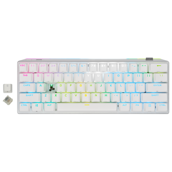 Tastatura Corsair K70 PRO MINI WIRELESS 60% Mechanical CHERRY MX Red Switch Keyboard with RGB Backlighting - White CH-9189110-NA